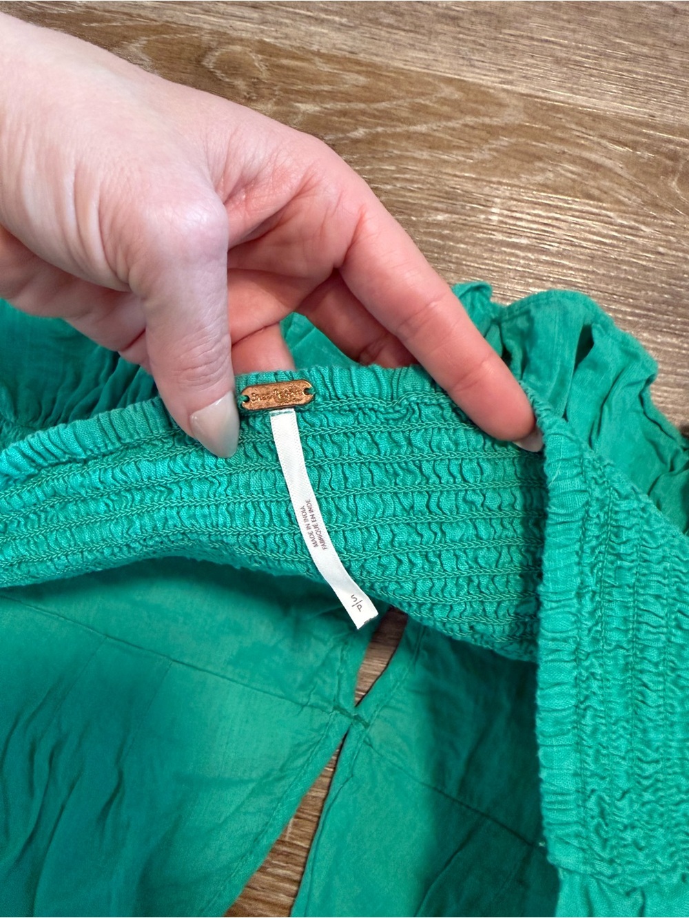 Free People Teal Ruched Halter Ruffle Crop Top - Picture 4 of 4